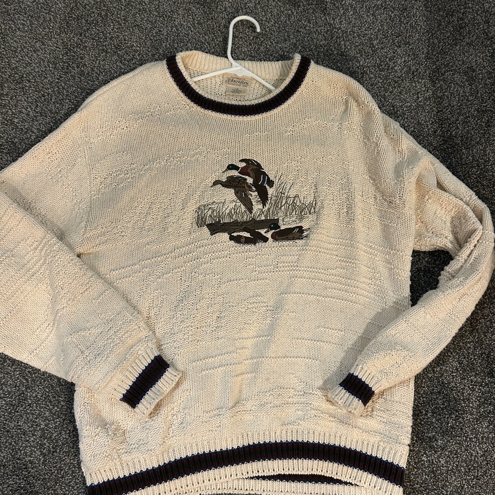 St. John's Bay Cream Sweater with Black Accents